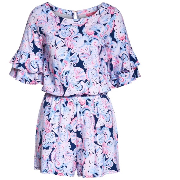 Lilly Pulitzer Lula Romper ruffle sleeve - Picture 4 of 16